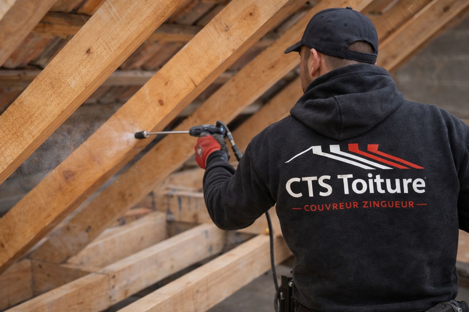 Travaux de charpente et traitement de charpente réalisés par CTS Toiture