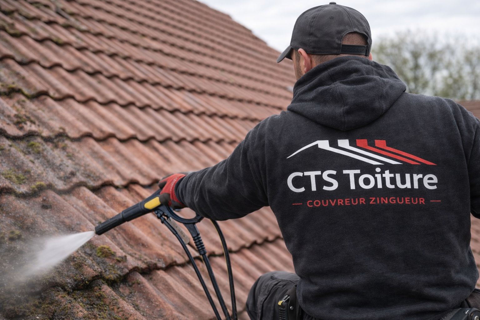 Nettoyage et démoussage de toiture réalisés par CTS Toiture